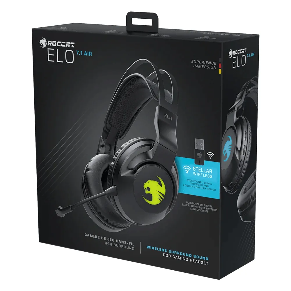 ﻿Roccat ELO 7.1 Air Wireless Surround Sound RGB Gaming Headset Headphones