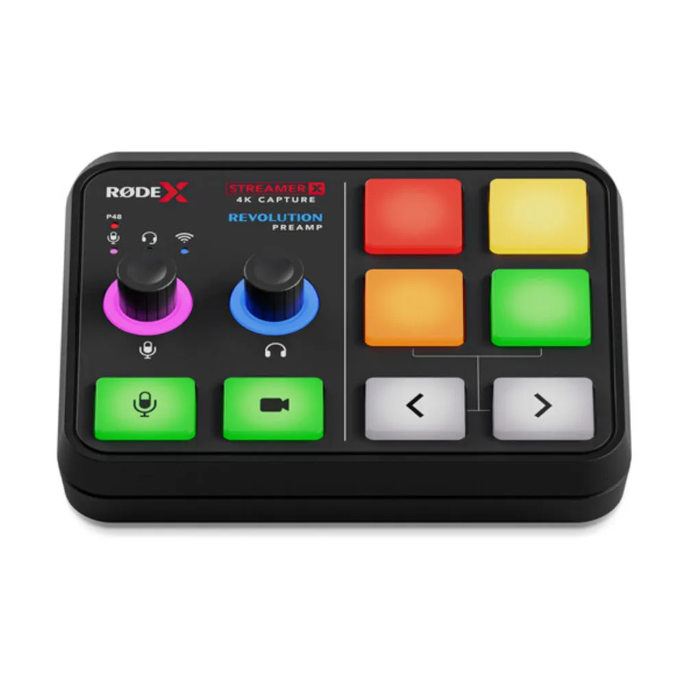RODE Streamer X Audio Interface and Video Capture Card with Max 4K 60Hz HDR via HDMI, 4 Programmable Smart Pads, Revolution Preamps, 2 USB-C Ports and Headphone / Headset Jack for Live Streaming, Gaming, Recording and Podcasting