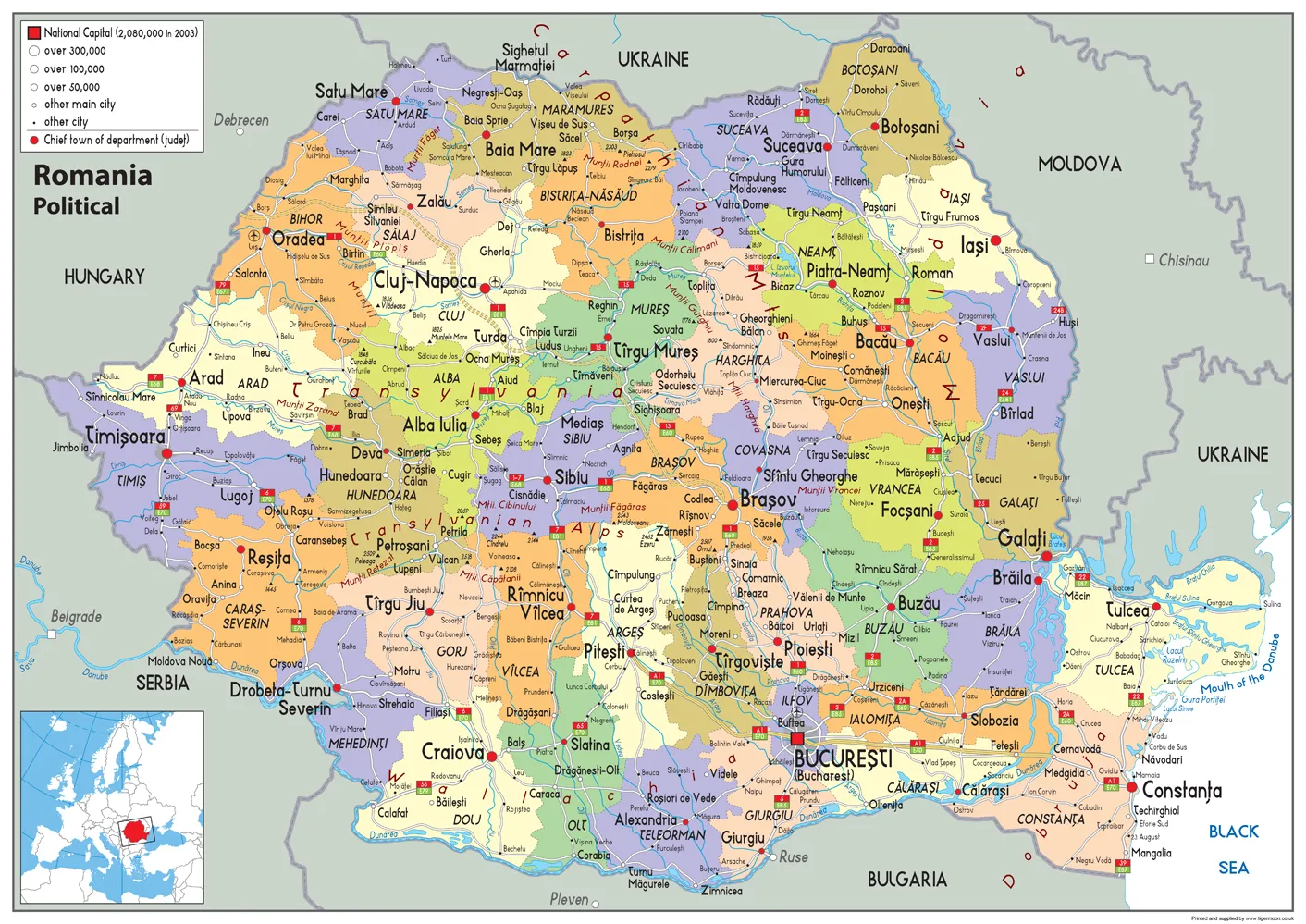Romania Political Map