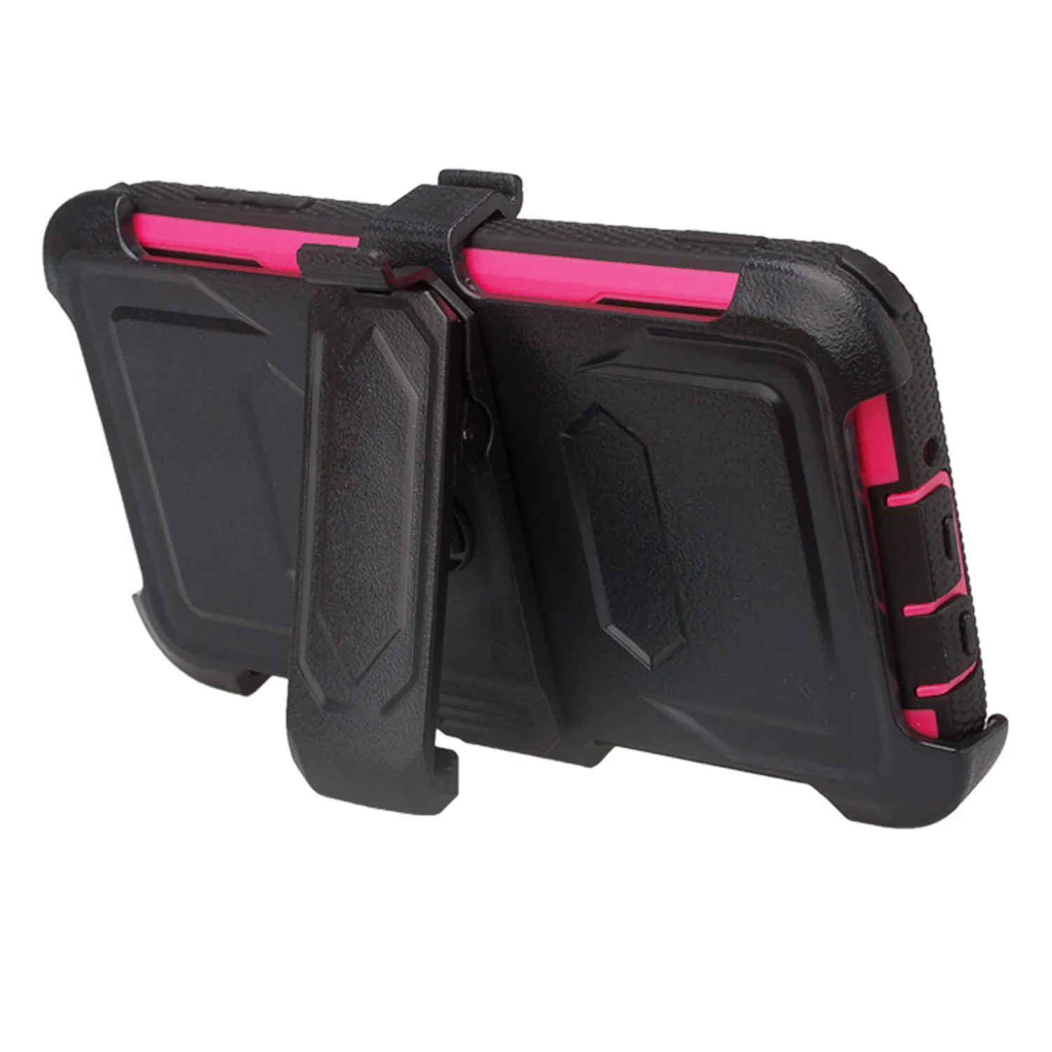 Samsung Galaxy J7 (2017) / J7 Sky Pro / J7 Perx / J7 V / J7 Prime / Galaxy Halo Case, Triple Protection w/ Built in Screen Protector Heavy Duty Holster Shell Combo Clip Cover - Hot Pink