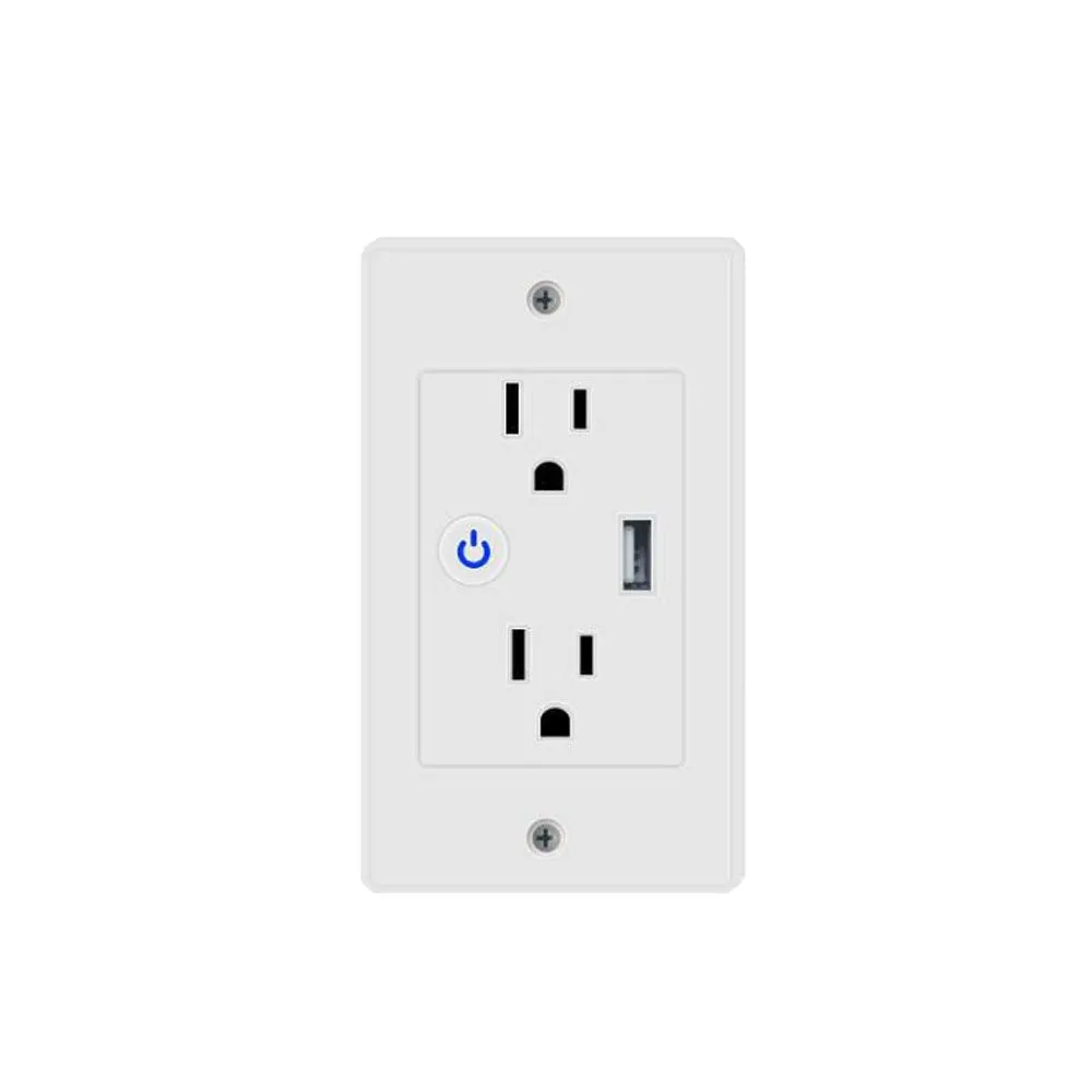 Smart Wi-Fi  In Wall Outlet one USB Port 2 independent Sockets Work with Alexa, Google Assistant, App Control