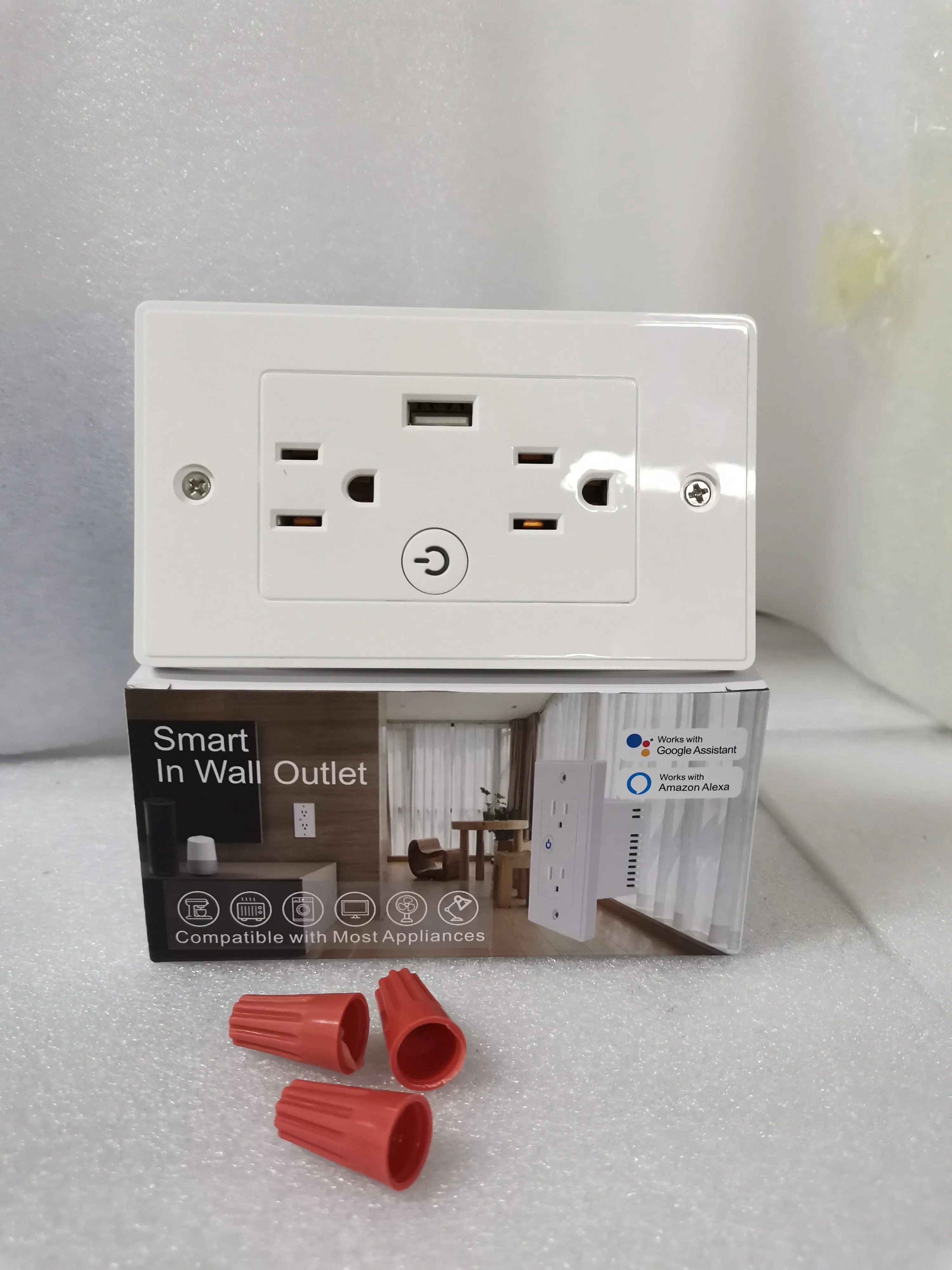 Smart Wi-Fi  In Wall Outlet one USB Port 2 independent Sockets Work with Alexa, Google Assistant, App Control