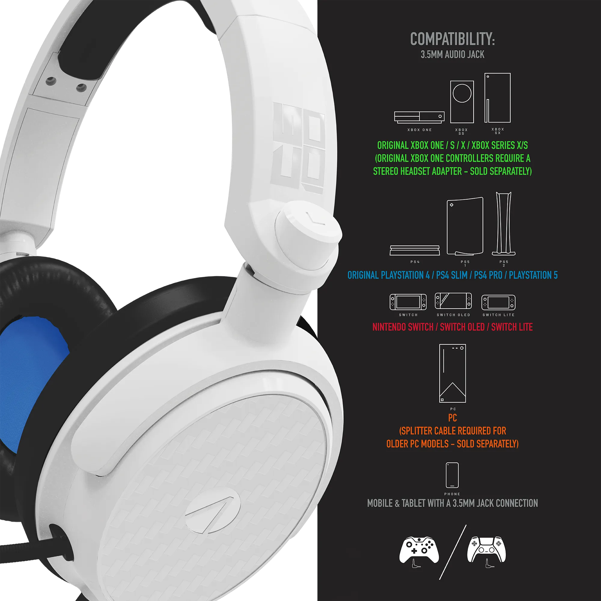 Stealth C6-100 Gaming Headset for PS4/PS5, XBOX, Switch, PC - Blue/White