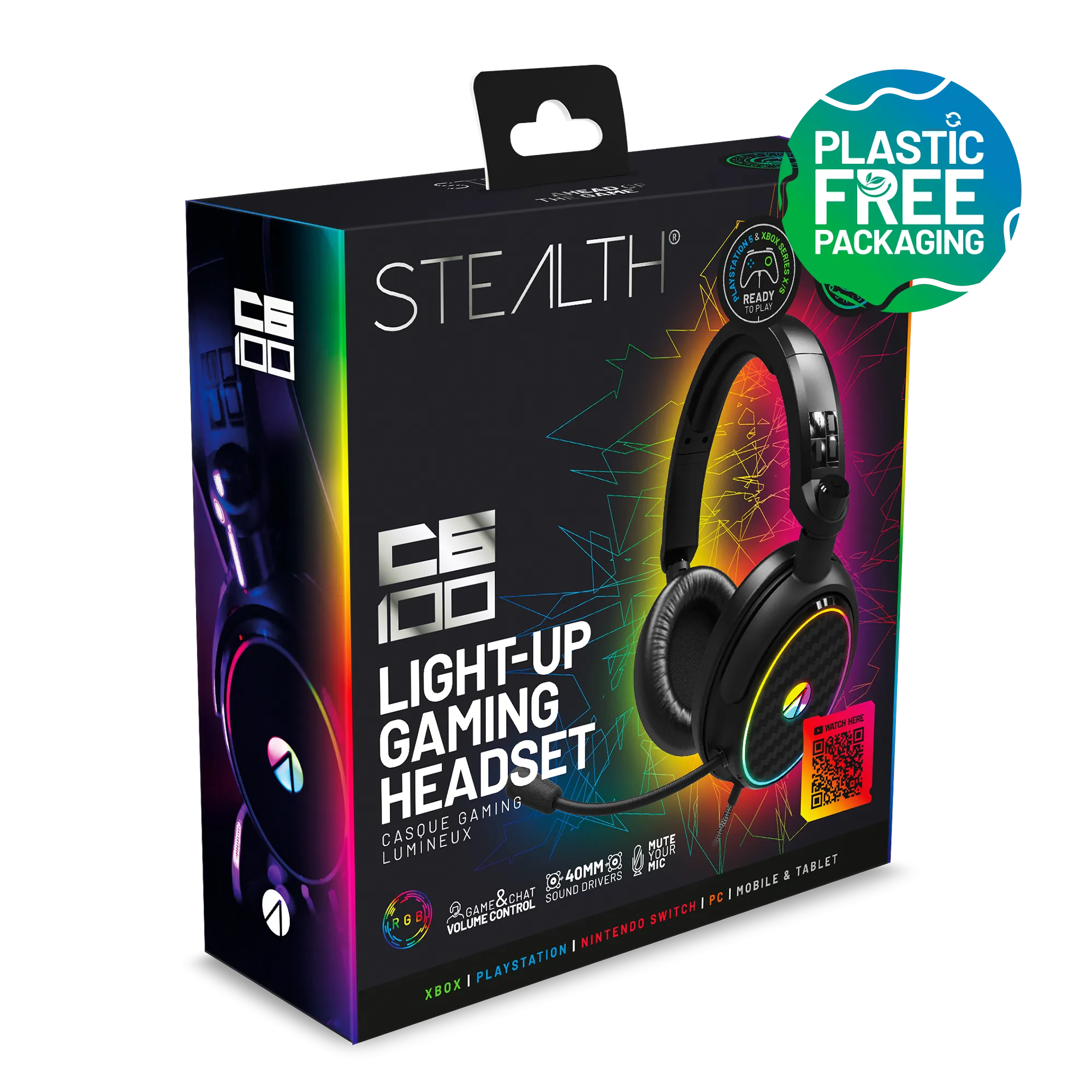 Stealth C6-100 Light Up Gaming Headset for XBOX, PS4/PS5, Switch, PC