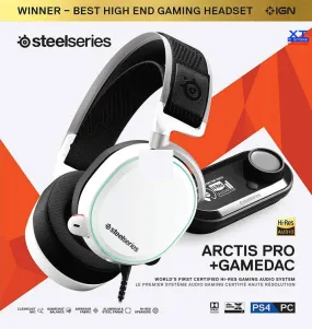 SteelSeries Headset Arctis Pro   GameDAC Wired Gaming Headset - Certified Hi-Res Audio - Dedicated DAC and Amp - for PS5/PS4 and PC - White