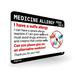Sulfa Allergy Card in English (Printable)