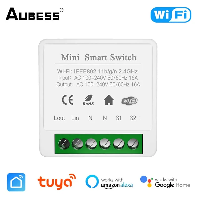 Tuya 16A WiFi Smart Switch with 2-Way Control and Voice Support for Alexa, Google Home, and Yandex Alice"