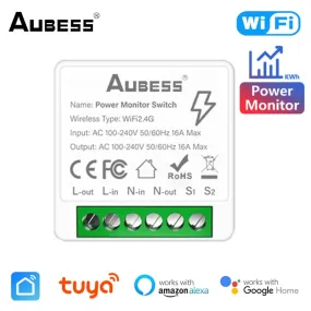 Tuya 16A WiFi Smart Switch with 2-Way Control and Voice Support for Alexa, Google Home, and Yandex Alice"