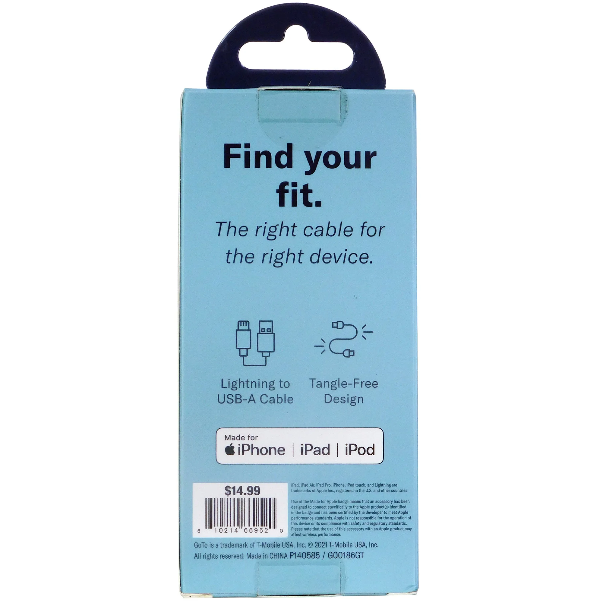 USB-A to Lightning Cable, UL Certified