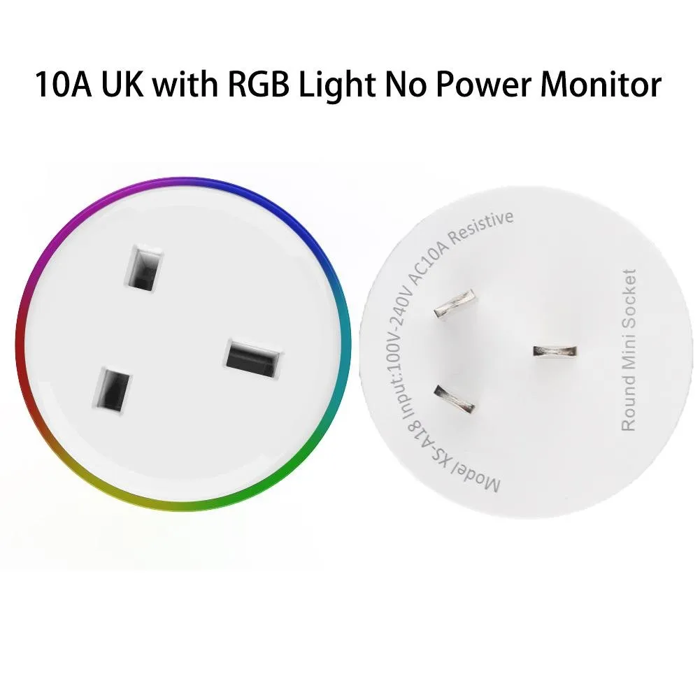 WiFi Smart Plug Outlet Wireless Power Socket Real-time Monitor Electricity With RGB Light