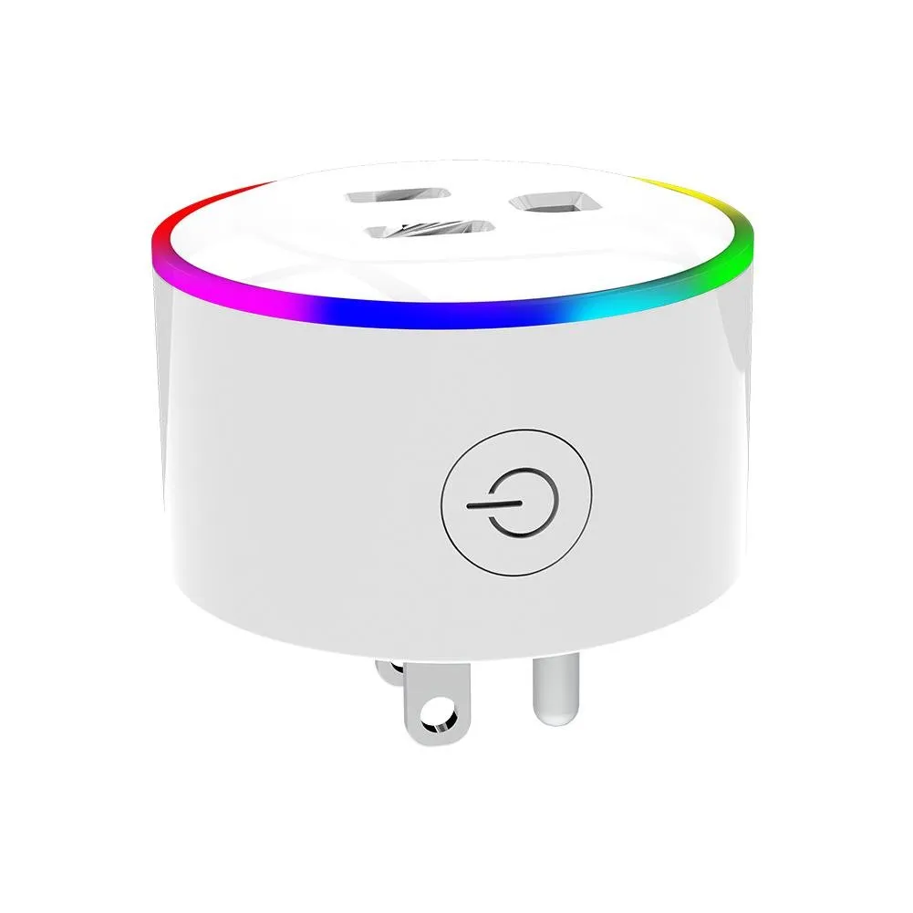 WiFi Smart Plug Outlet Wireless Power Socket Real-time Monitor Electricity With RGB Light