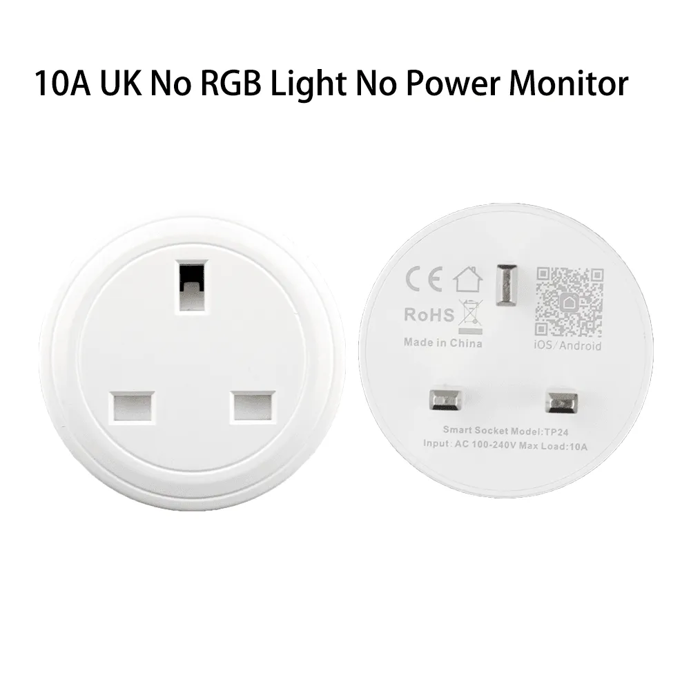 WiFi Smart Plug Outlet Wireless Power Socket Real-time Monitor Electricity With RGB Light