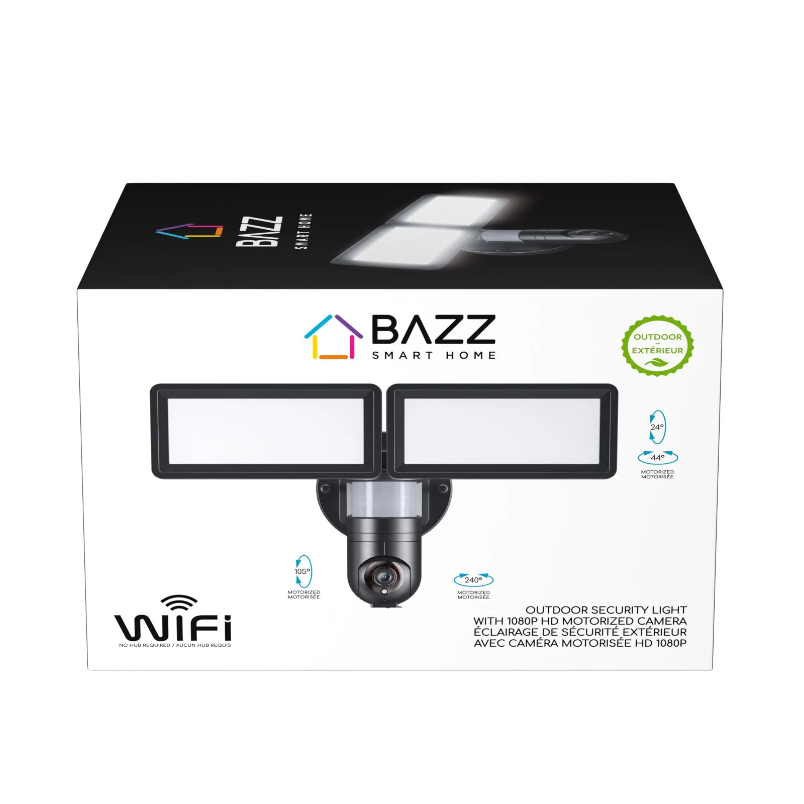 WiFi Waterproof Outdoor Security Light with HD 1080p Camera, Black