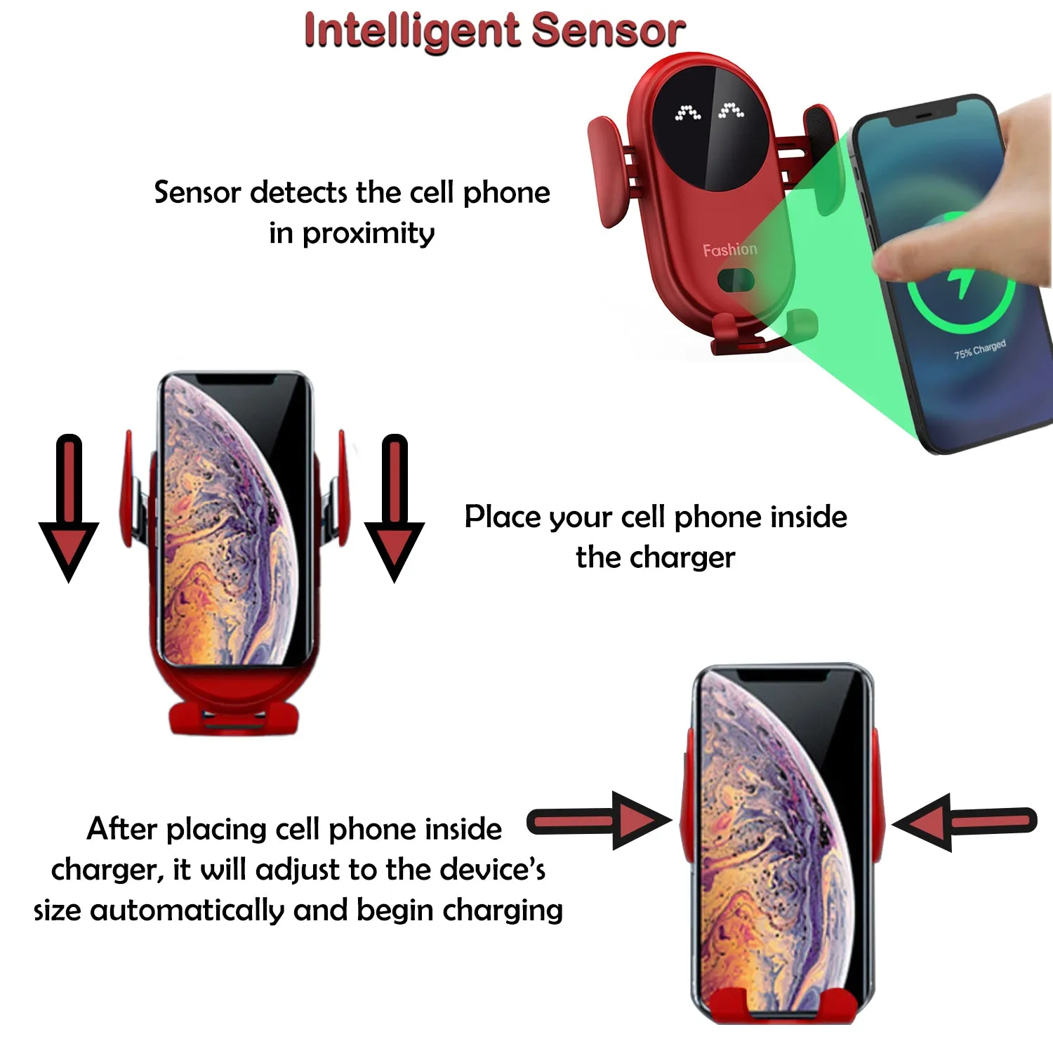 Wireless Charger Car Phone Holder Universal Charger Suction Mount Included 5V